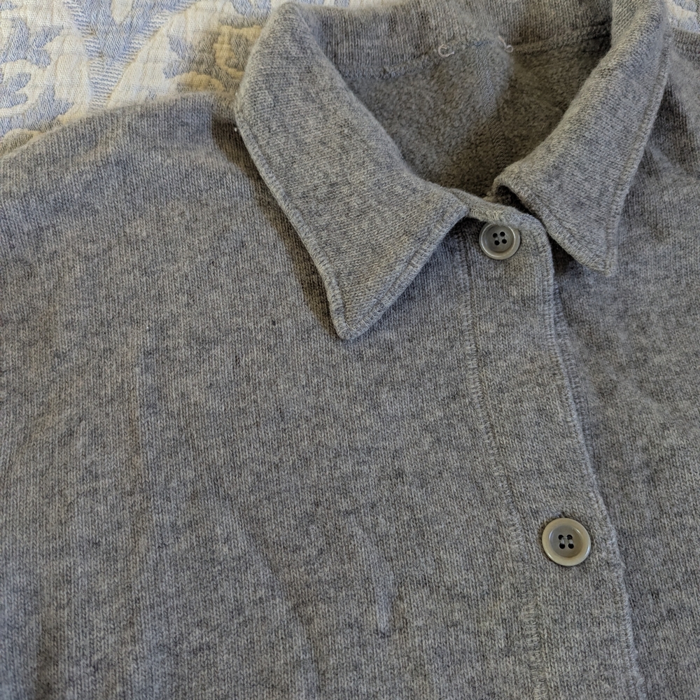 J. Crew Gray Button-Up Knit Jacket - image 2